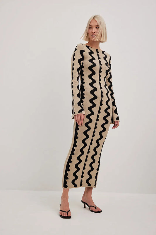 Wide Sleeve Knitted Maxi Dress