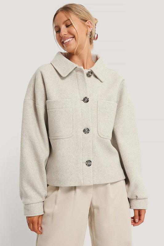 Wool Blend Oversized Short Jacket