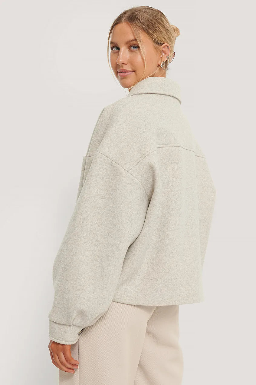 Wool Blend Oversized Short Jacket