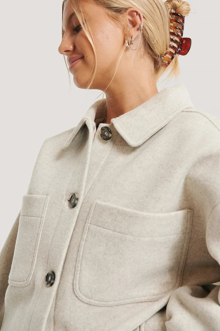 Wool Blend Oversized Short Jacket