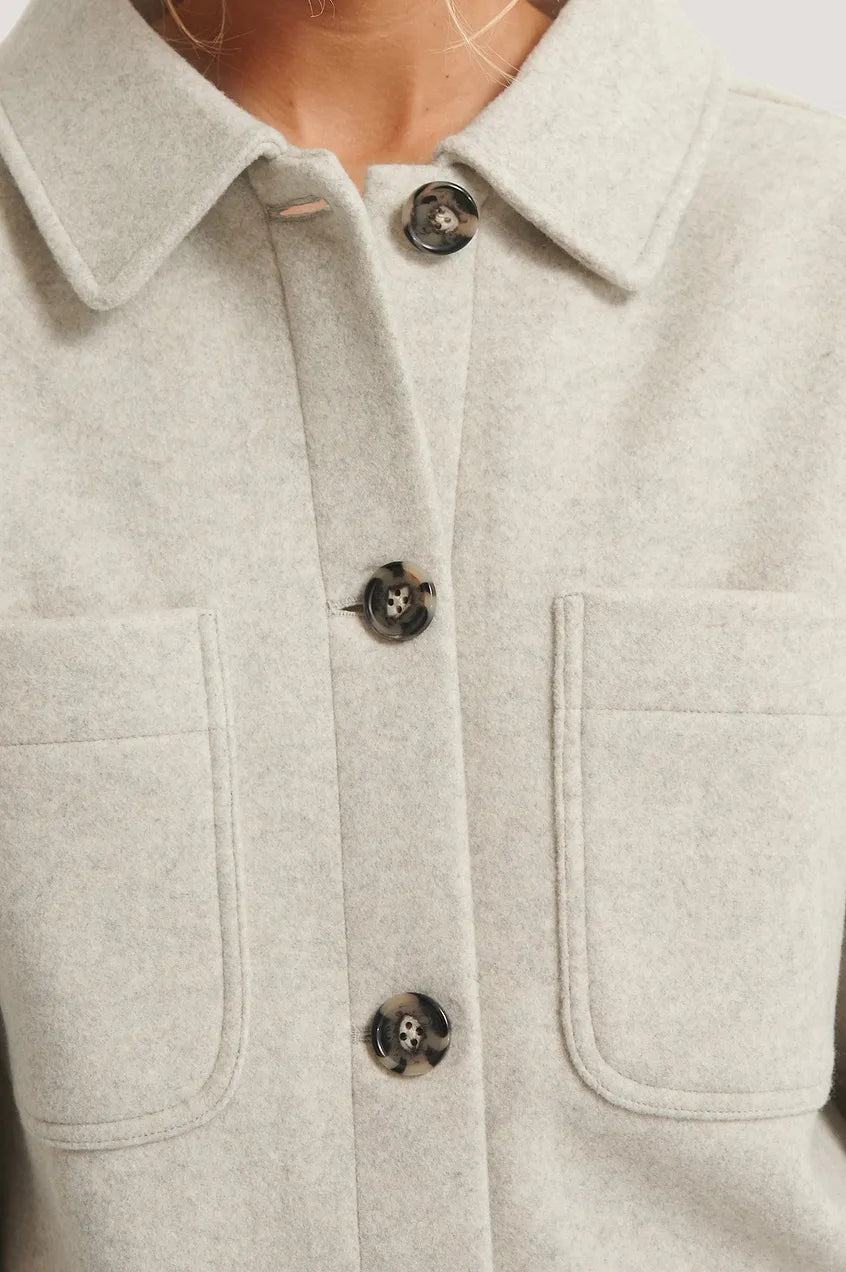 Wool Blend Oversized Short Jacket