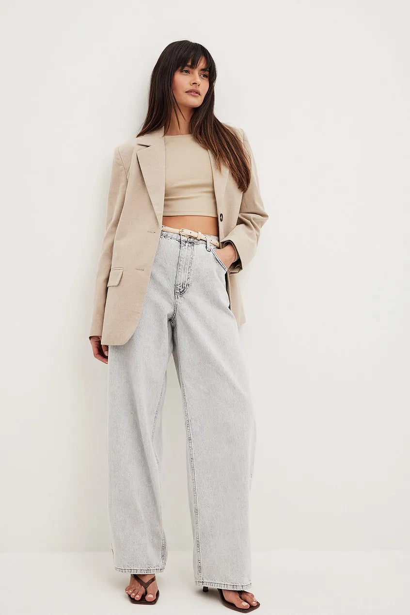 Round Neck Ribbed Long Sleeve Crop Top