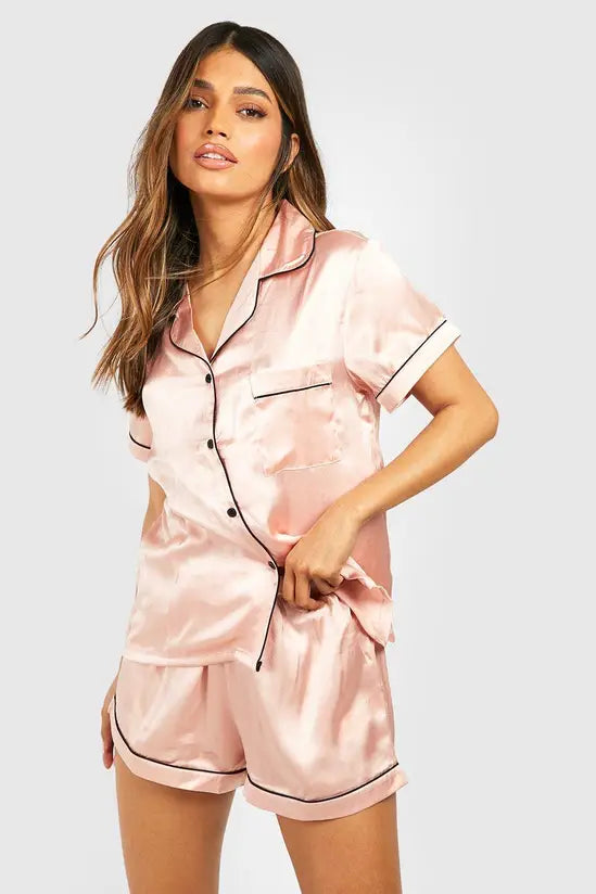 boohoo Bride Squad Satin Embroidered Pj Short Set