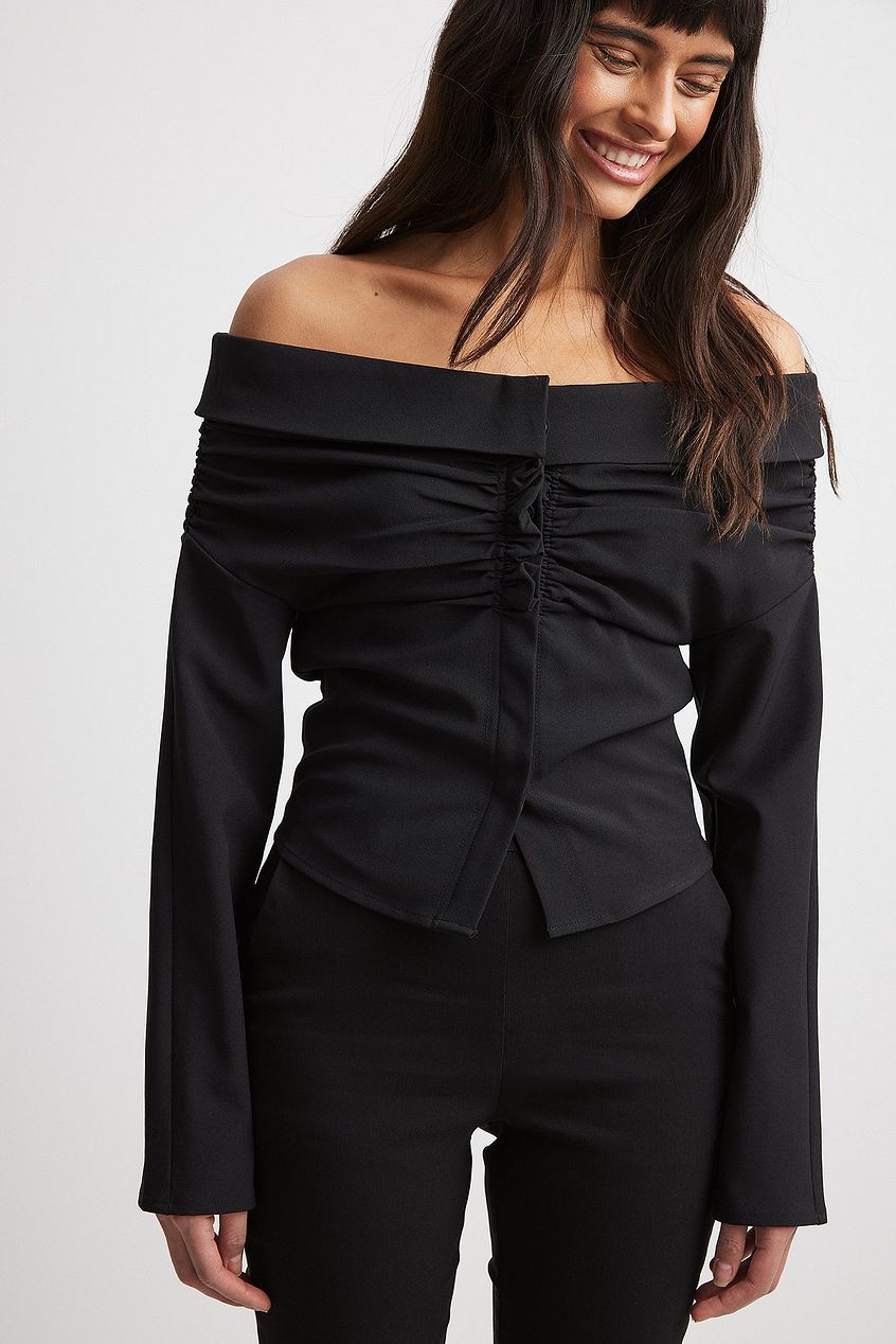 Off Shoulder Draped Woven Top
