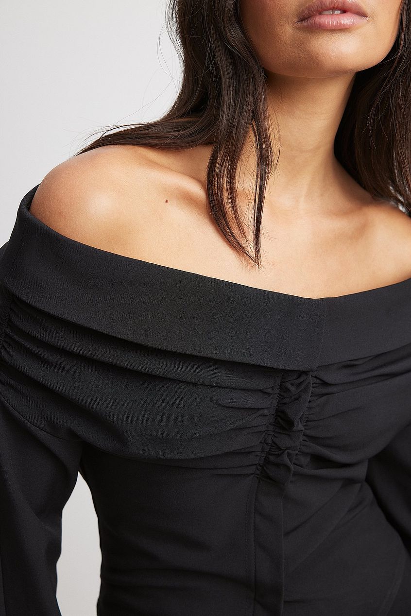 Off Shoulder Draped Woven Top