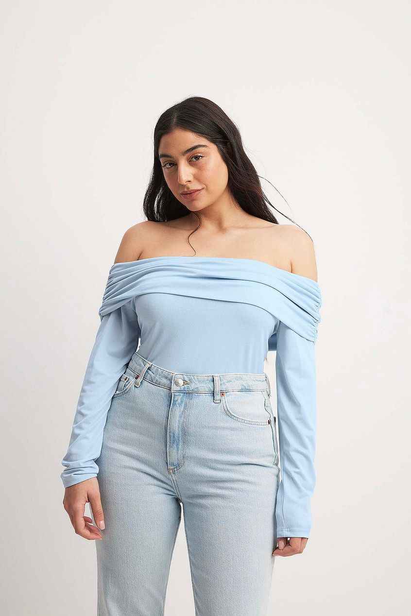 Na-kd Off Shoulder Jersey Top