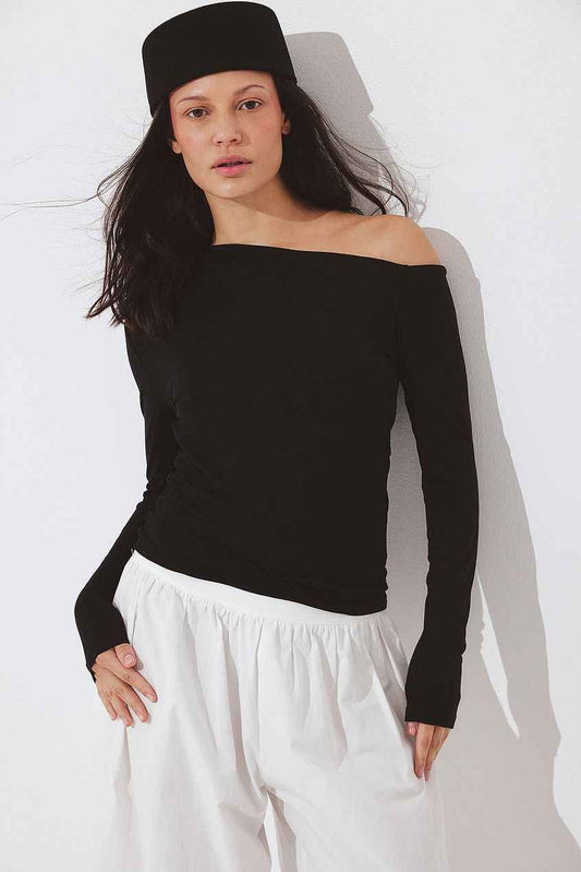 Na-kd Off Shoulder Jersey Top