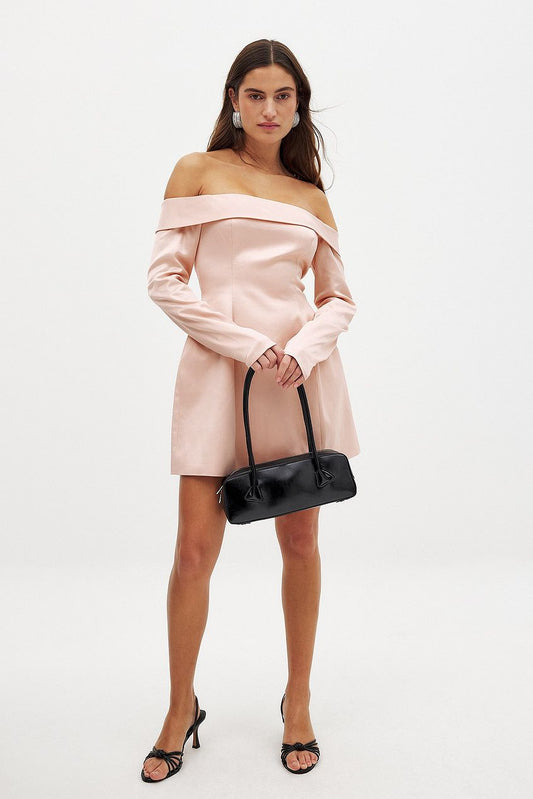 Off Shoulder Satin Mini Dress