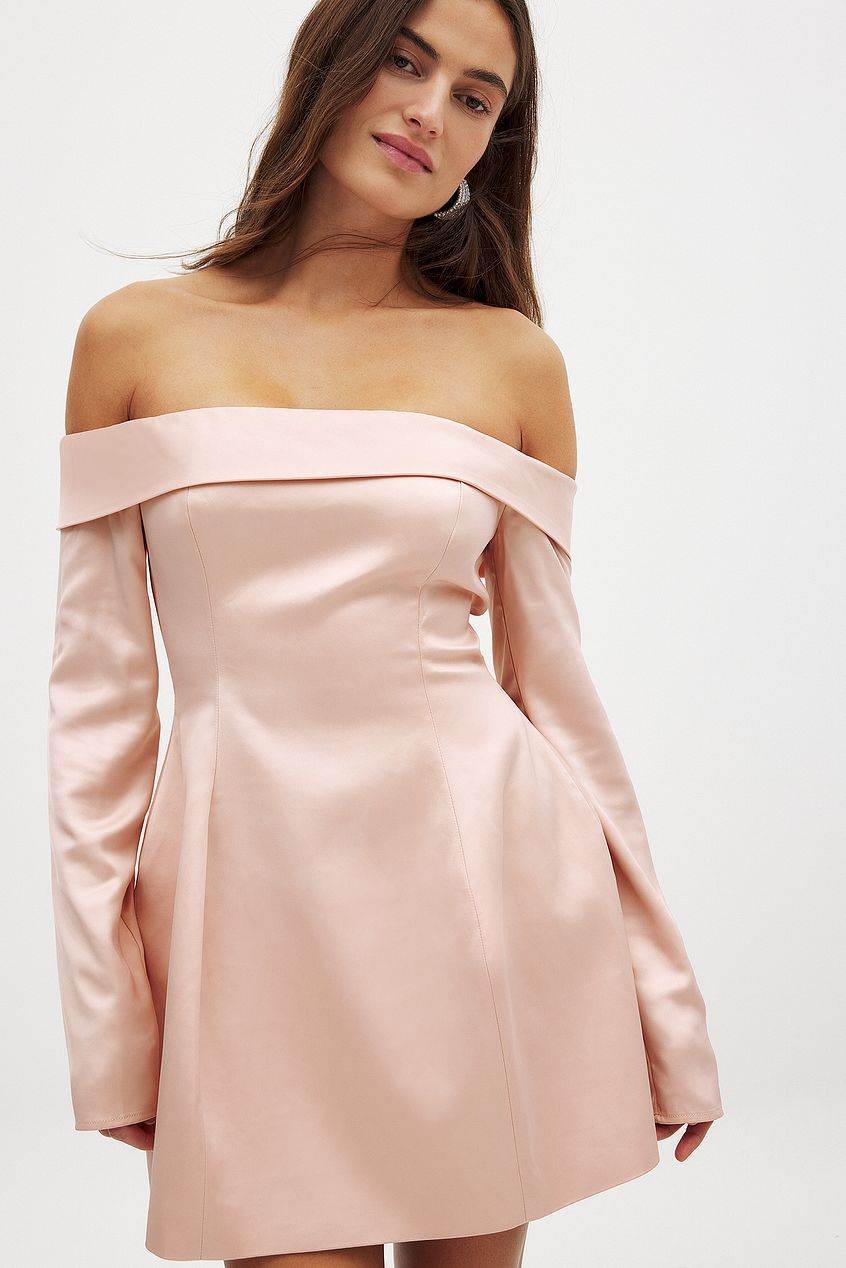 Off Shoulder Satin Mini Dress