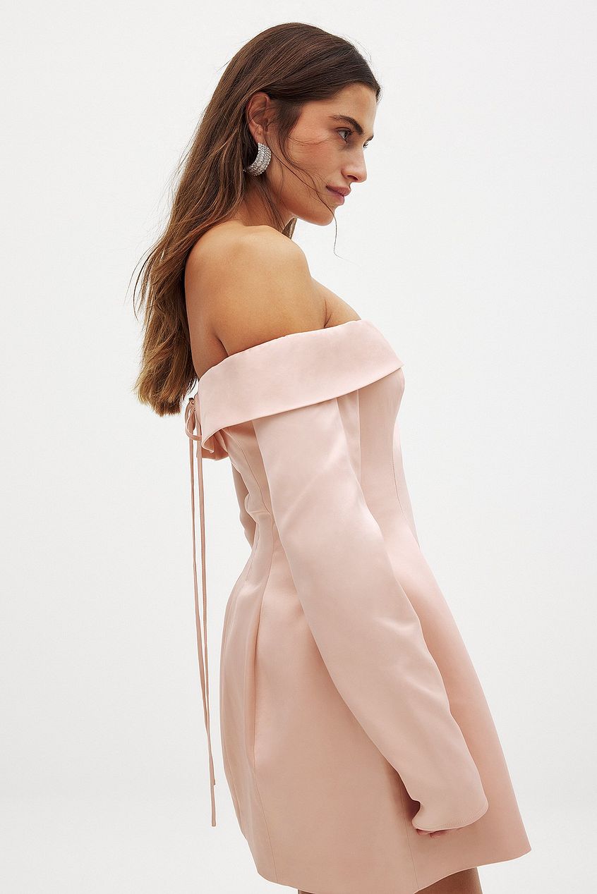Off Shoulder Satin Mini Dress