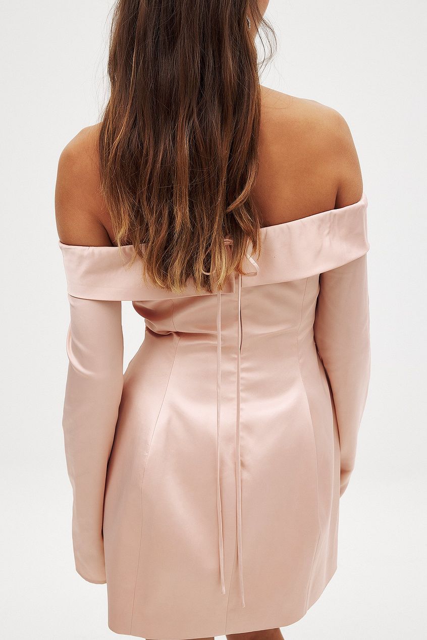 Off Shoulder Satin Mini Dress
