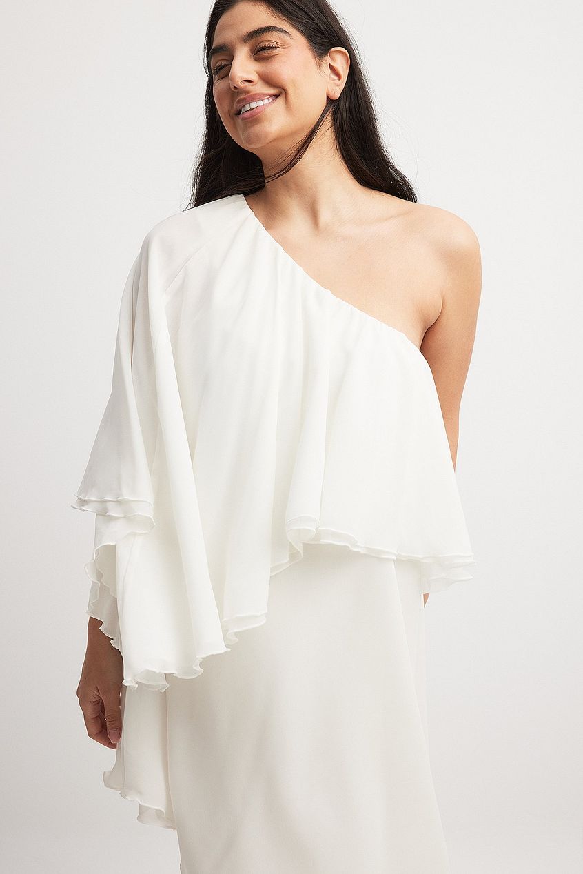 One Shoulder Chiffon Asymmetric Mini Dress