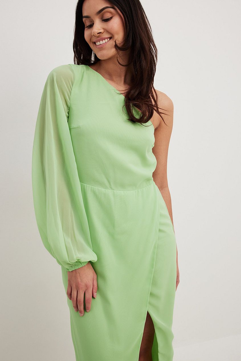One shoulder Chiffon Maxi Dress