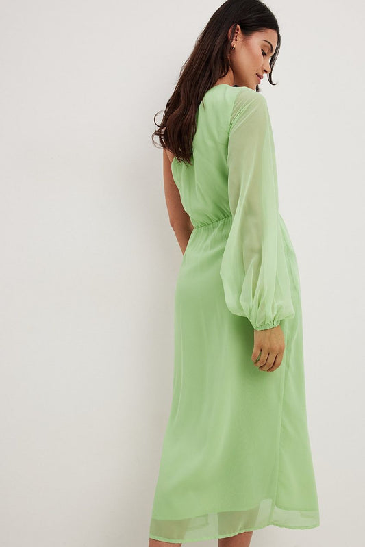 One shoulder Chiffon Maxi Dress