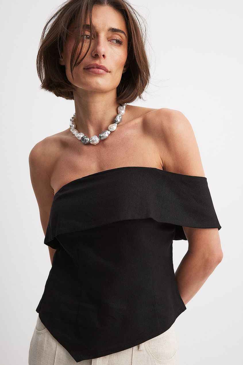 Na-kd One Shoulder Linen Blend Top