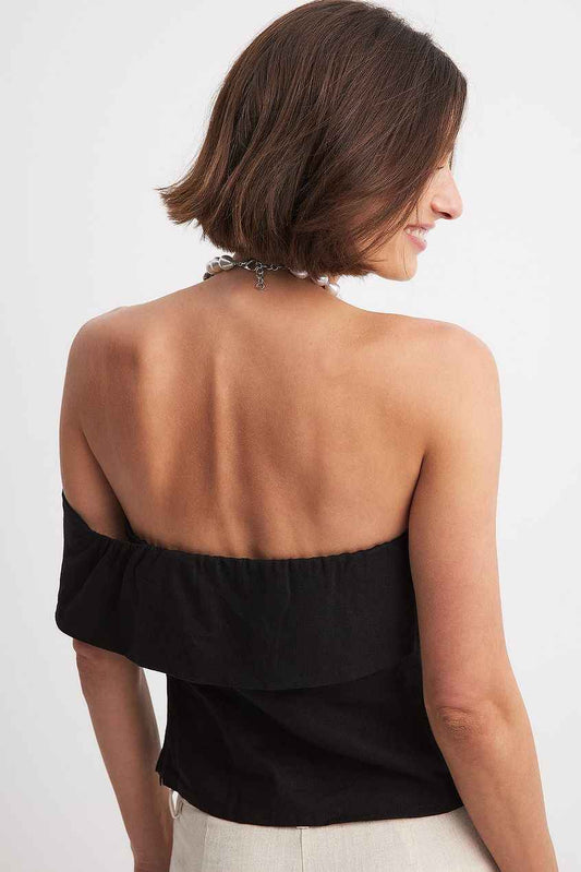 Na-kd One Shoulder Linen Blend Top