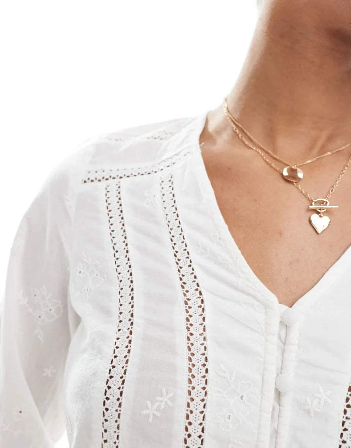 ONLY crochet detail blouse in white