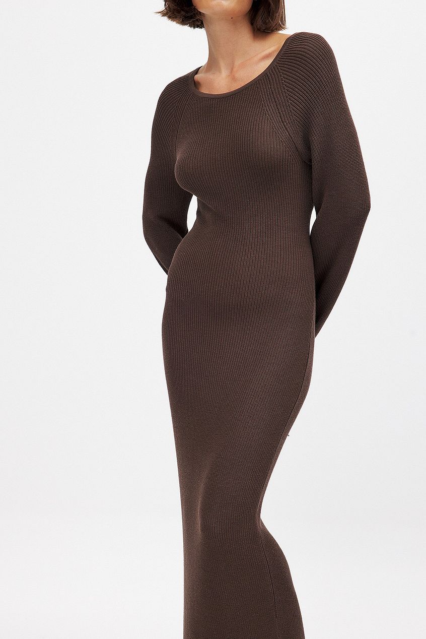 Na-kd Open Back Lace Detail Knitted Maxi Dress