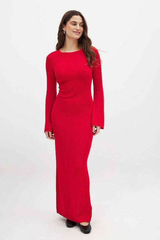 Na-kd Open Back Lace Detail Knitted Maxi Dress