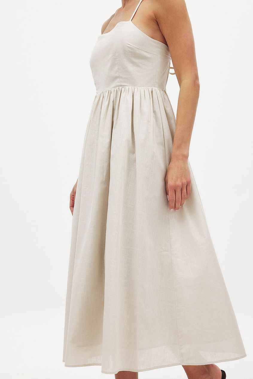 Na-kd Open Back Tie Detail Midi Dress