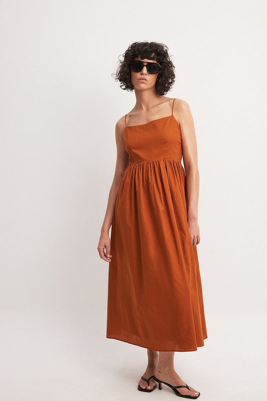 Open Back Tie Detail Midi Dress