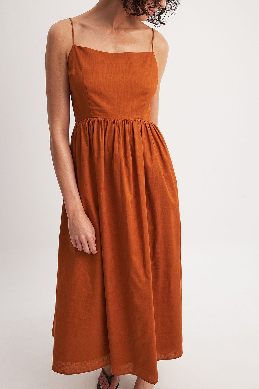 Open Back Tie Detail Midi Dress