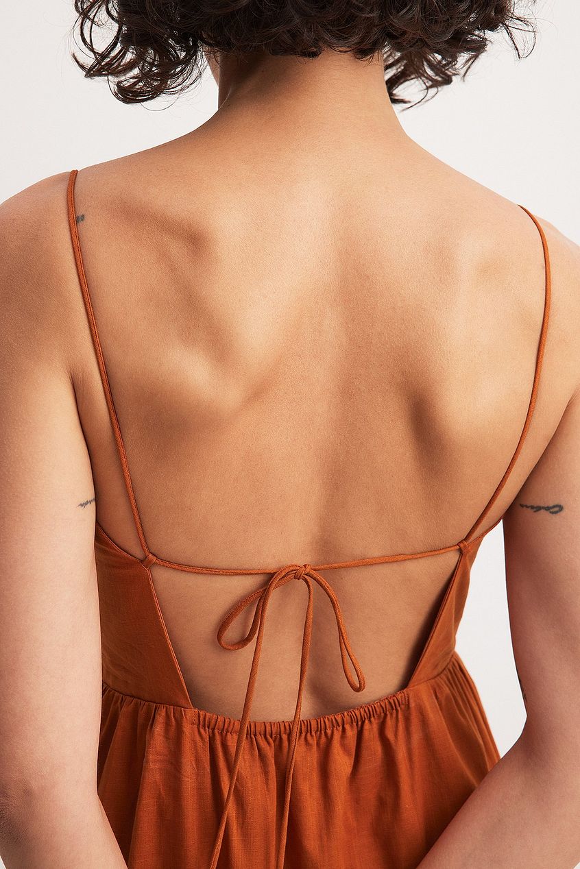 Open Back Tie Detail Midi Dress