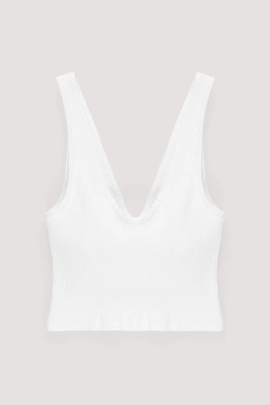 V-Neck Rib Crop Top