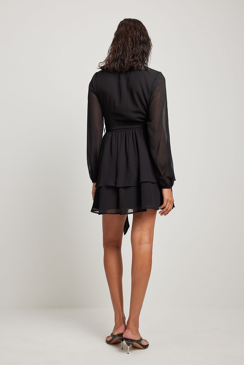 Overlap Chiffon Mini Dress