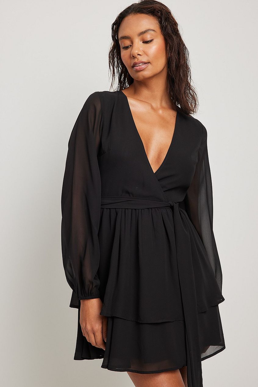 Overlap Chiffon Mini Dress