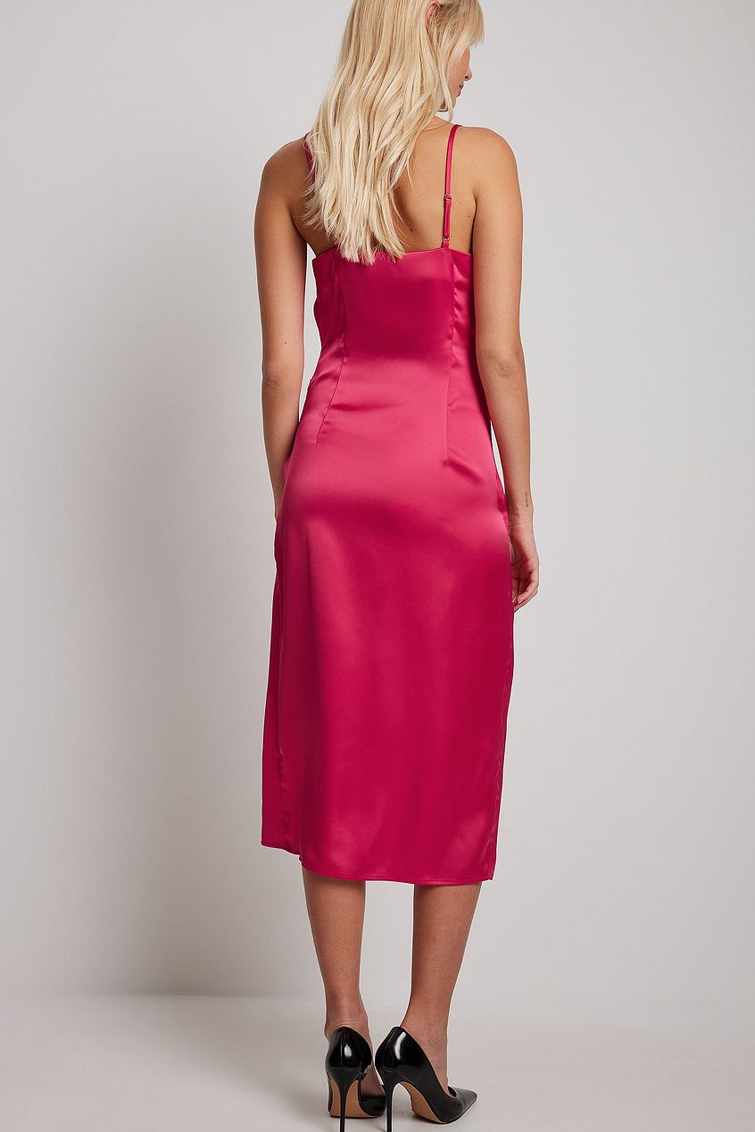 Overlap Satin Slip Dress
