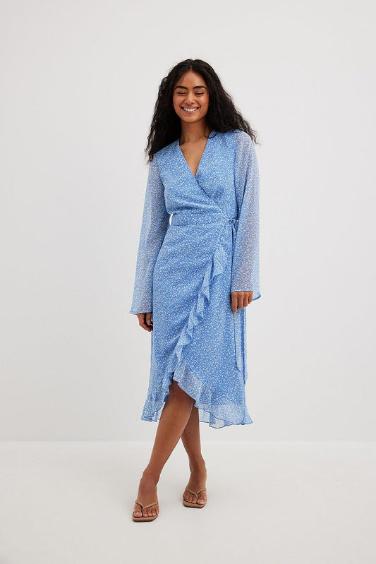 Overlap Tie Waist Midi Dress