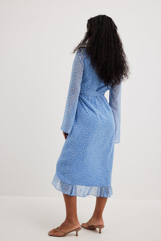 Overlap Tie Waist Midi Dress