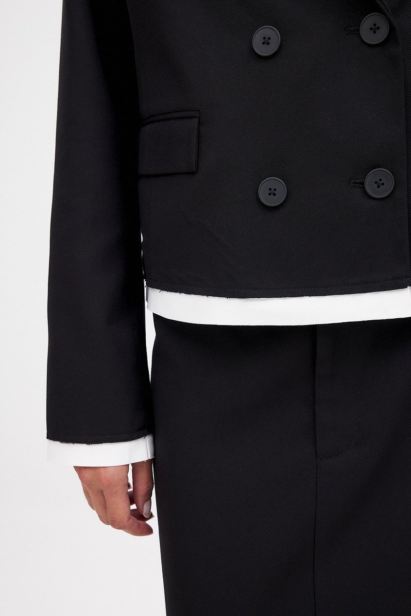 Oversized Contrast Detail Blazer