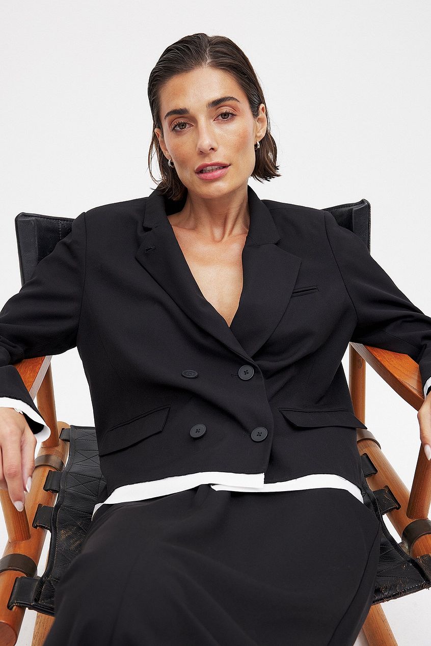 Oversized Contrast Detail Blazer