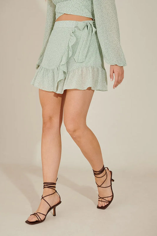 Asymmetric Frill Mini Skirt