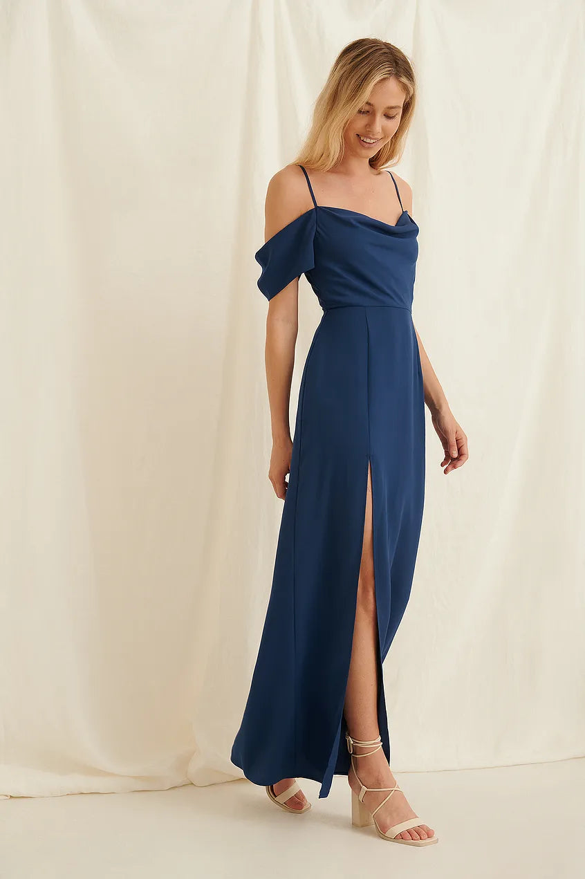 Draped Detail Maxi Dress Blue