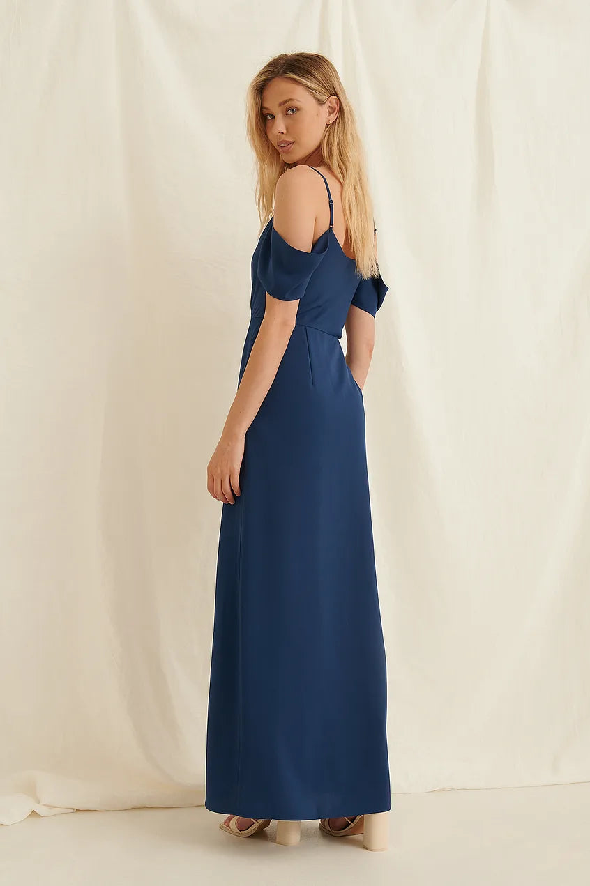 Draped Detail Maxi Dress Blue