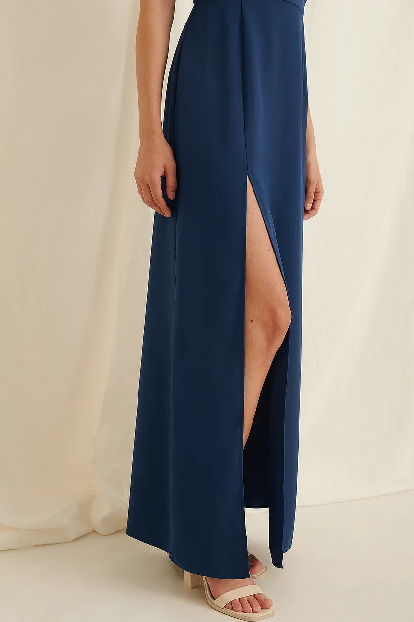 Draped Detail Maxi Dress Blue