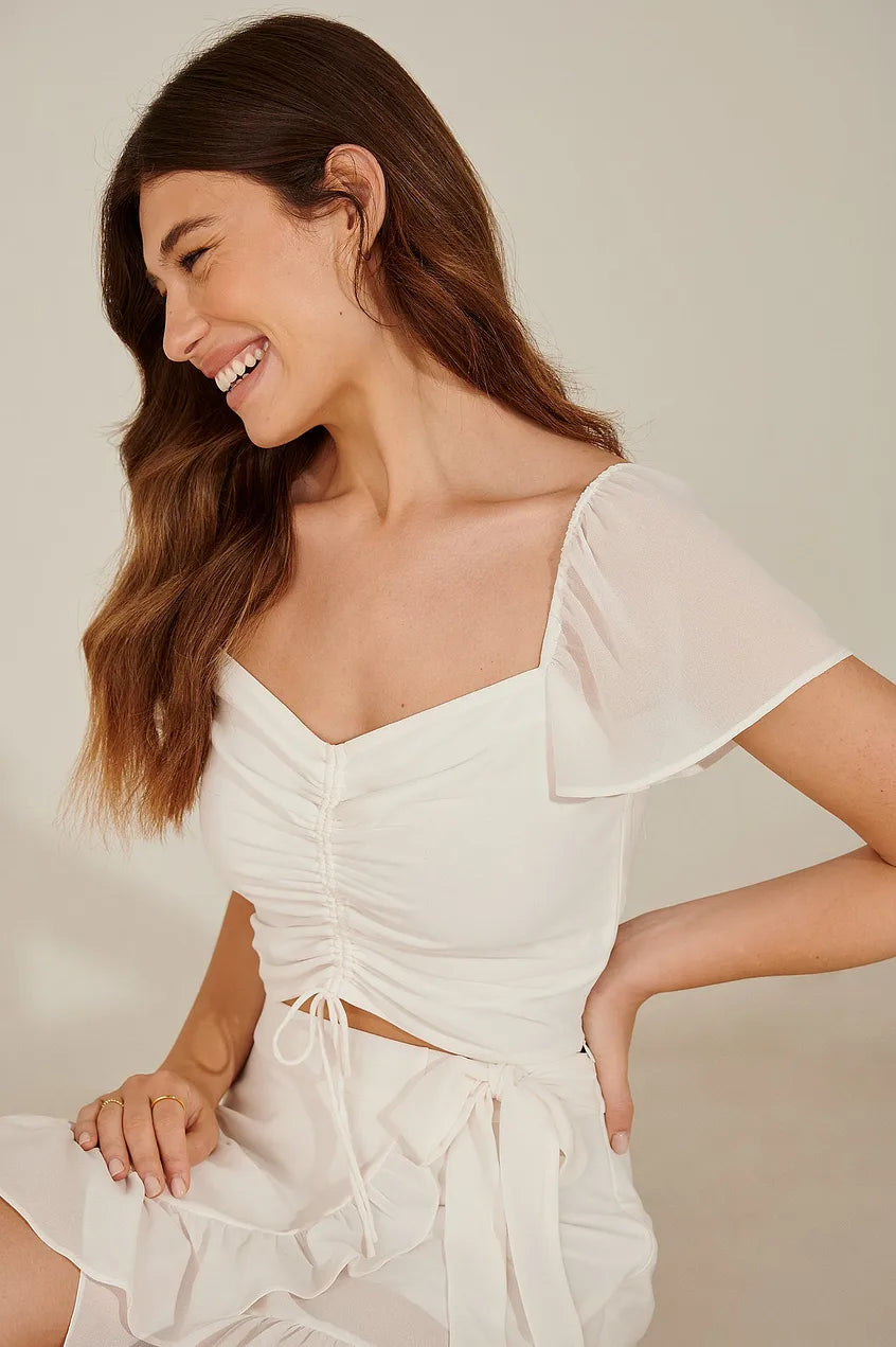 Flowy Sleeve Cropped Blouse