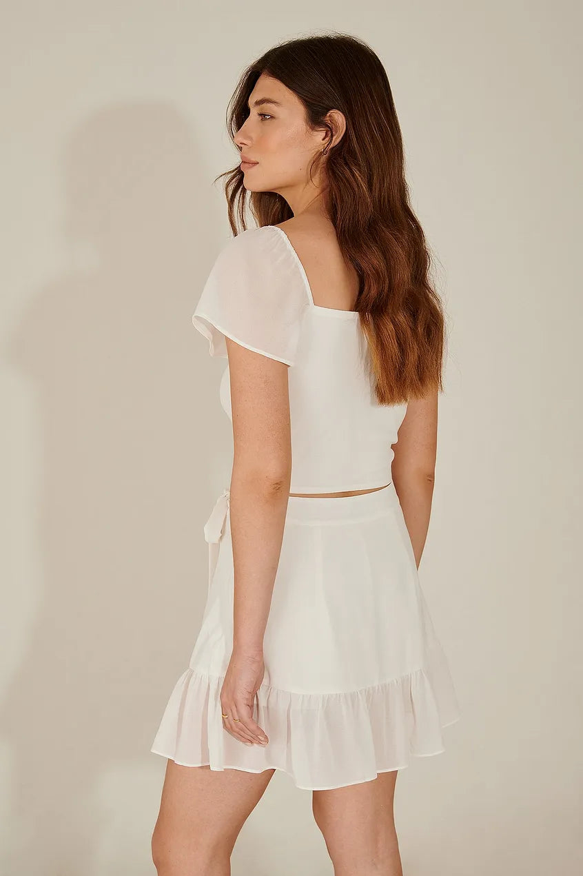 Flowy Sleeve Cropped Blouse