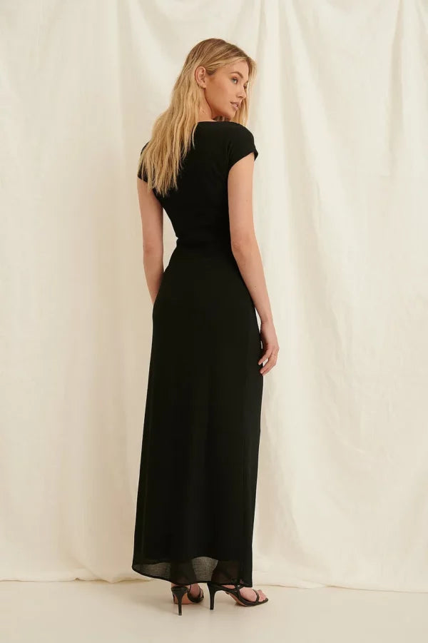 Lacing Detail Recycled Maxi Dress Black