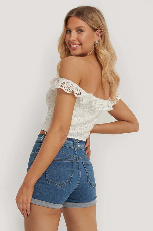 Off Shoulder Lace Top White