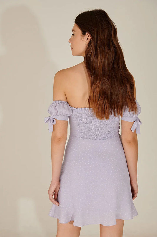 Recycled Off Shoulder Tie Detail Dress