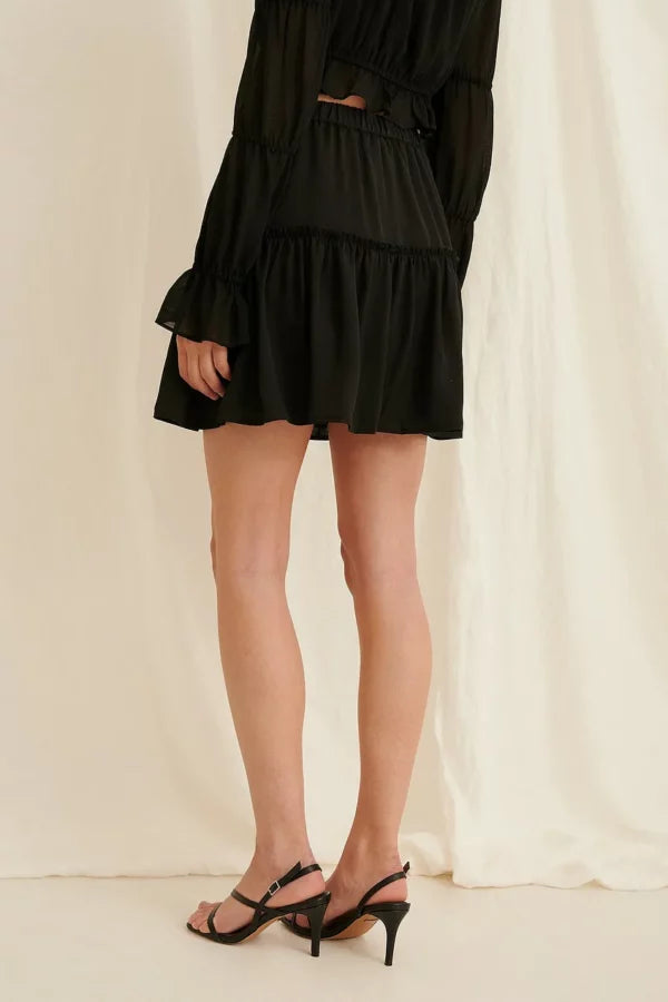 Recycled Frill Mini Skirt Black