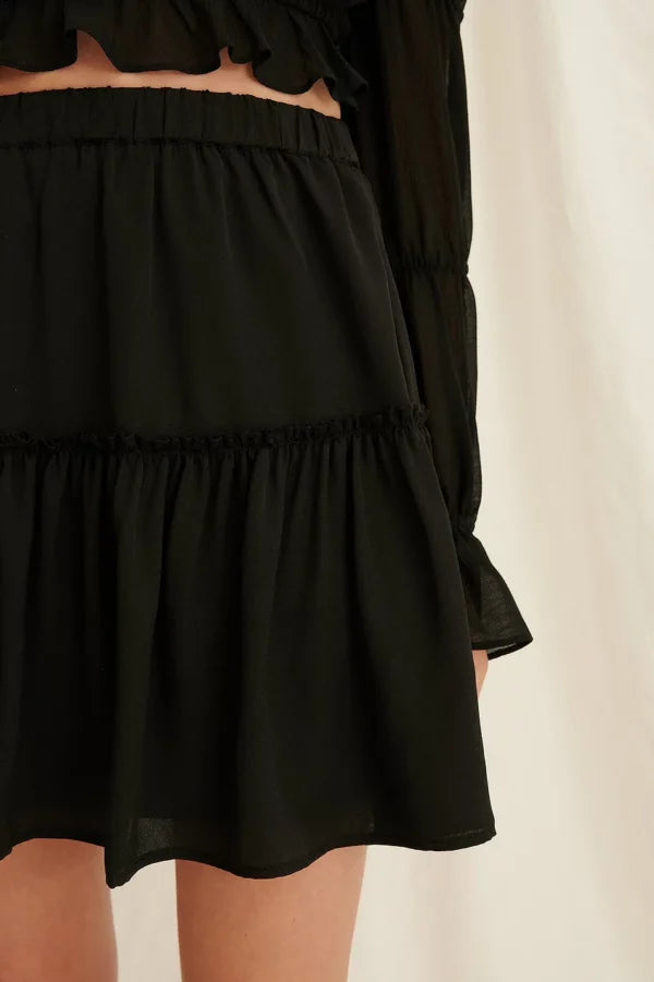 Recycled Frill Mini Skirt Black