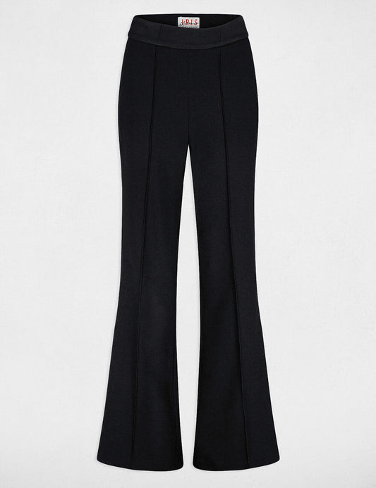 Pantalon smoking flare avec pinces noir femme