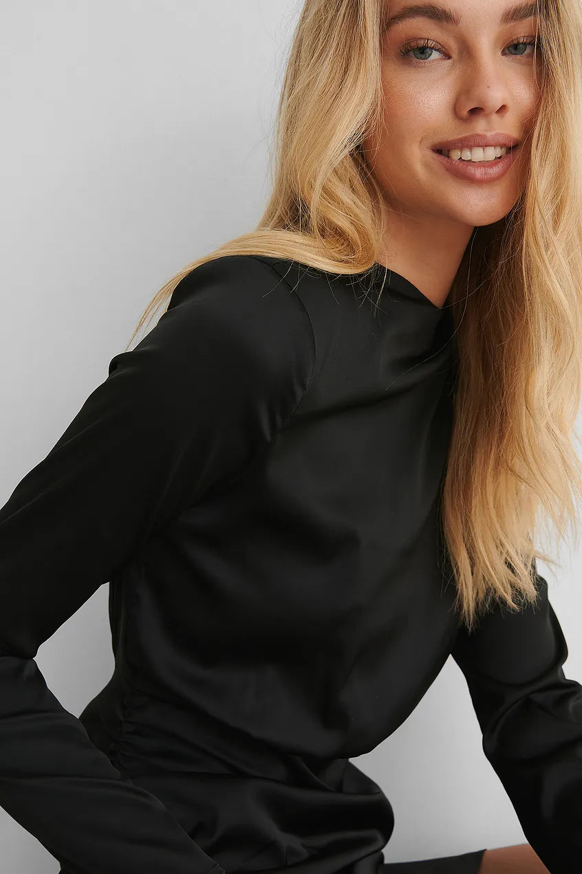 Marked Shoulder Draped Mini Dress