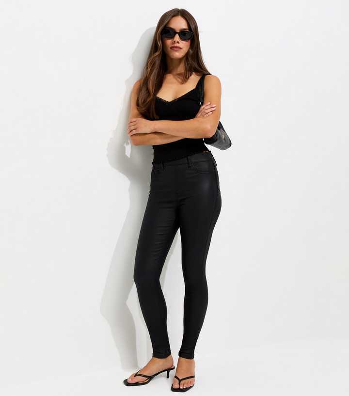 New Look Petite Black Coated Jeggings