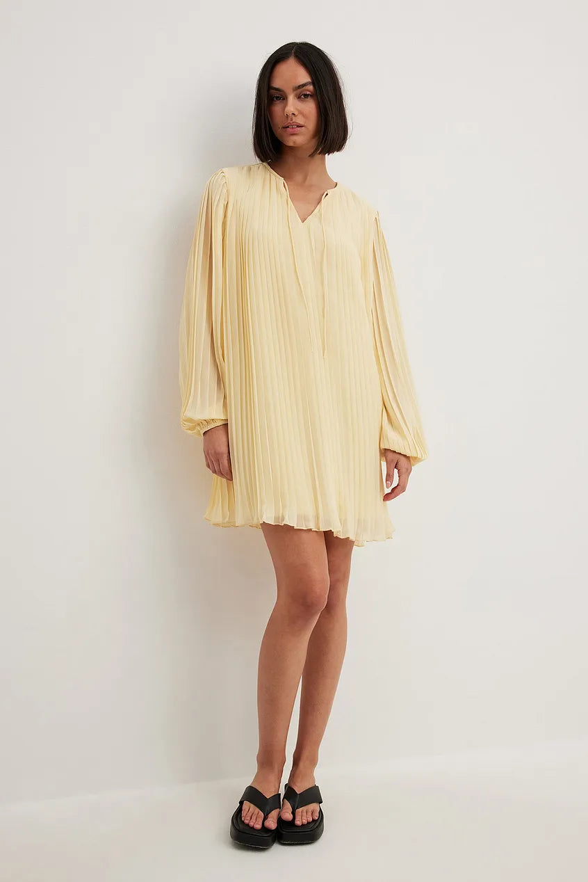 Pleated Flowy Mini Dress